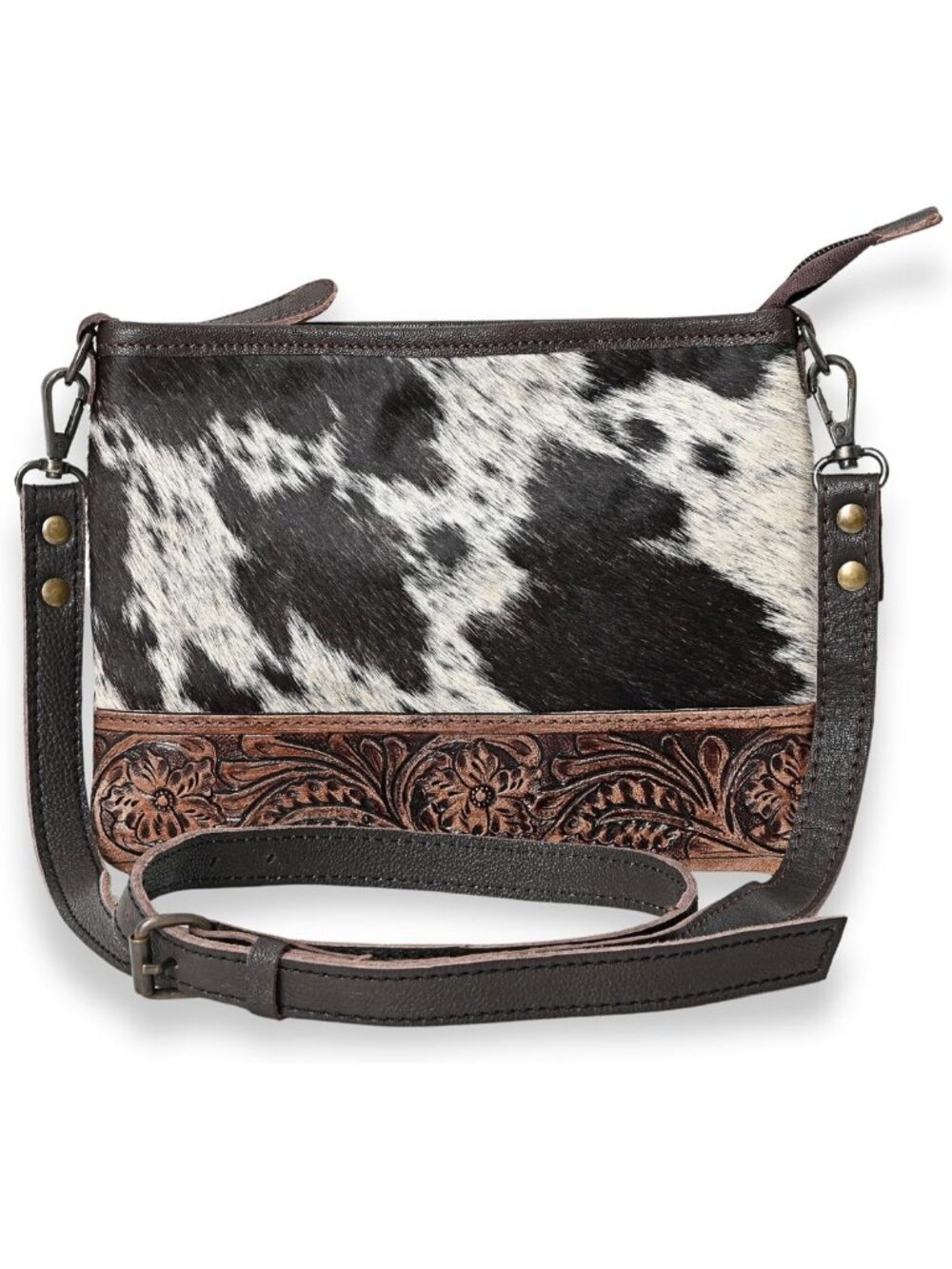 Stylish Tooled Leather Crossbody Bag | Cowgirl Fashion Purse with Adjustable